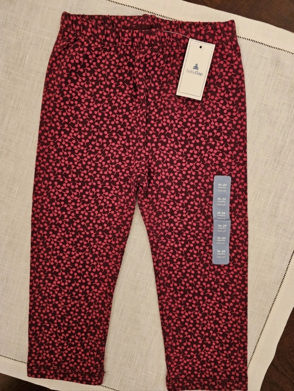 Gap BabyGap Girls Ditsy Floral Pattern Leggings Red Pink 18 24M
